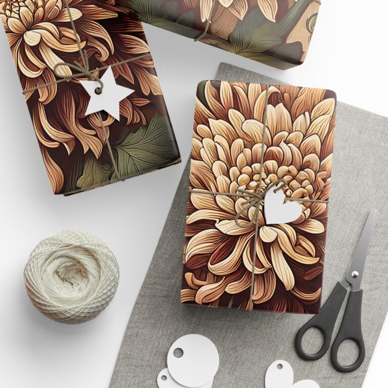 William Morris–Inspired Chrysanthemum Wrapping Paper – Elegant Vintage Floral Gift Wrap