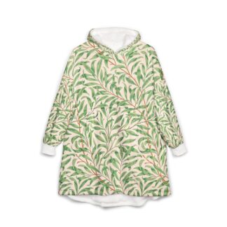 Cozy Unisex Hooded Blanket, William Morris 'Willow Bough' Botanical Leaves