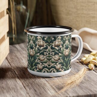 Victorian Botanical Enamel Mug – Floral Charm for Fireside Sipping