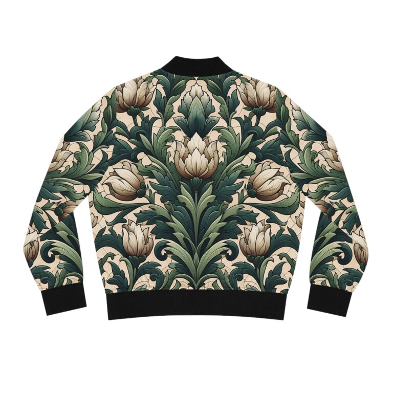 Art Nouveau Botanical Bomber Jacket – Vintage Elegance with Modern Edge, Vintage Style Coat