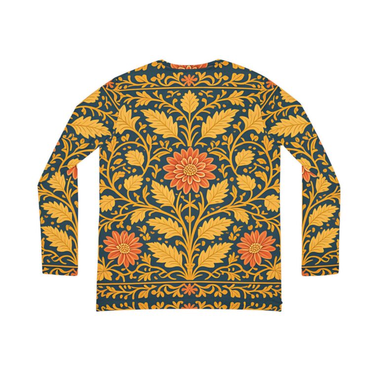 Bohemian Floral Women’s Long Sleeve V-Neck Shirt, Autumn Radiance in Bloom