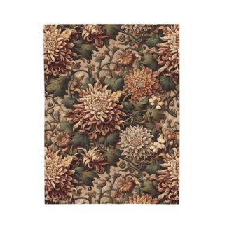 Cozy Velveteen Plush Blanket with Victorian Chrysanthemum Floral Design