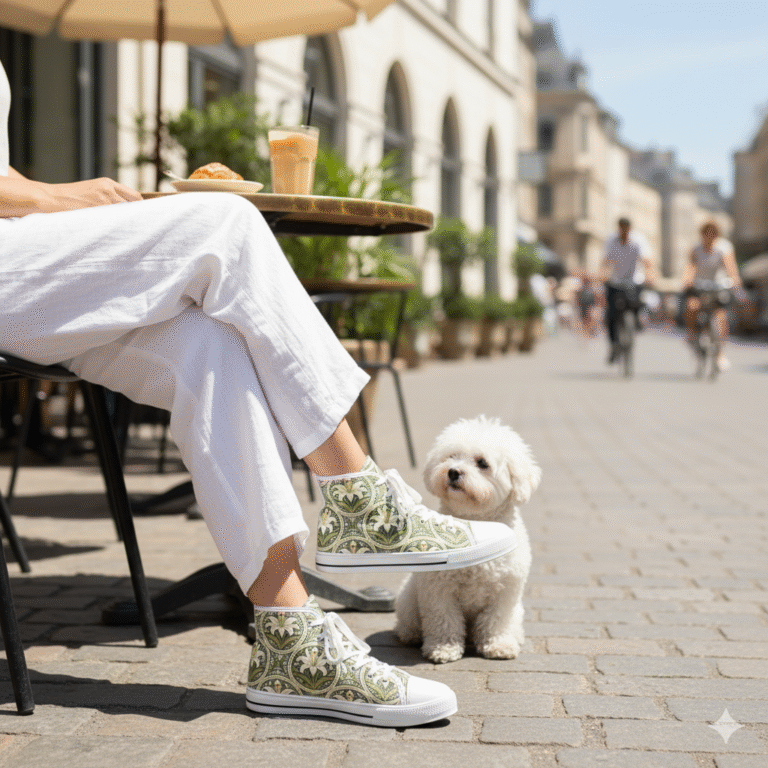 William Morris Style Lily High Top Sneakers – Classic Art in Motion, Stylish Comfort for Every Occasion