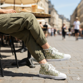 William Morris Style Lily High Top Sneakers – Classic Art in Motion, Stylish Comfort for Every Occasion