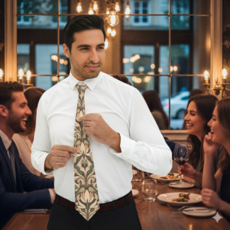 William Morris Inspired Necktie of Refined Art and Heritage, Elegant for Formal Occasions