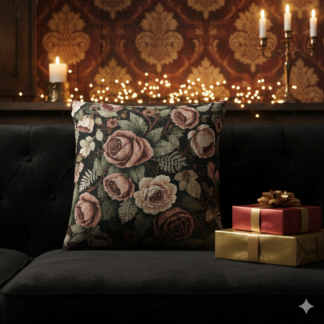 Vintage Floral Woven Pillow - Elegant Rose Design for Cozy Home Decor