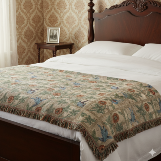 William Morris Woven Blanket 'Trellis' - Nature-Inspired Home Decor, Cozy Bohemian Throw