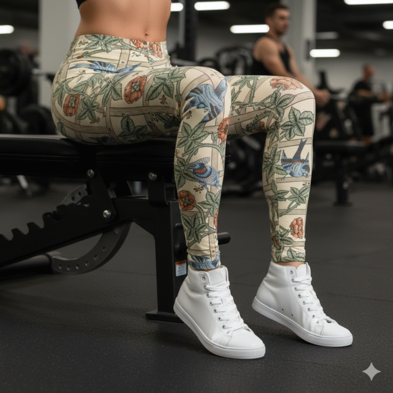 William Morris Leggings ‘Trellis’, Boho Floral Women’s Leggings – Stylish Activewear