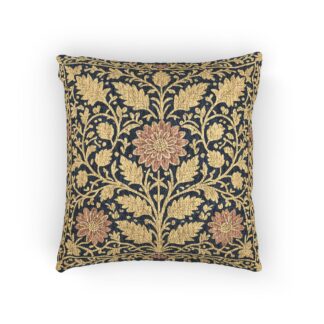 Golden Elegance - William Morris Inspired Floral Woven Pillow for Cozy Home Decor