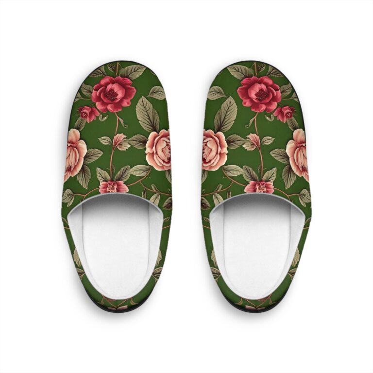 Victorian Rose Comfort Slippers in Botanical Green