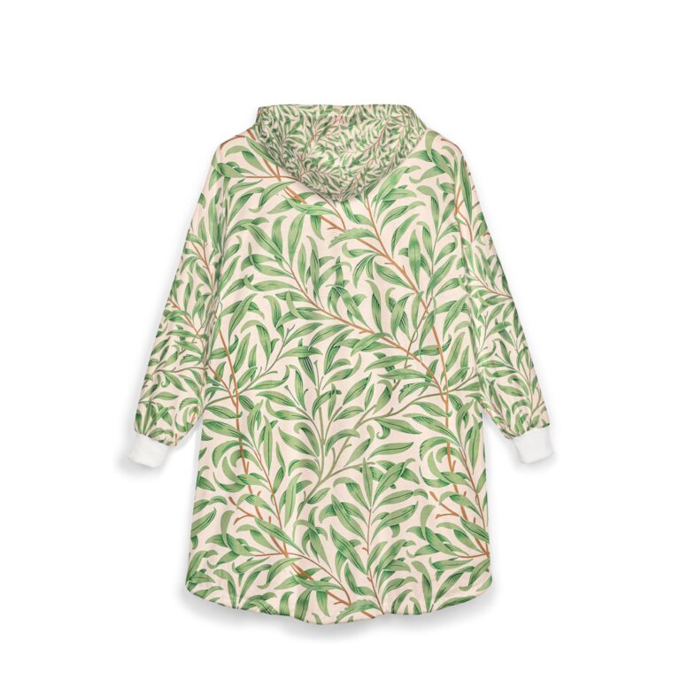 Cozy Unisex Hooded Blanket, William Morris ‘Willow Bough’ Botanical Leaves