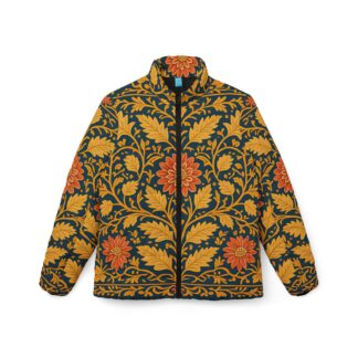 William Morris-inspired Floral Puffer Jacket - Warmth Meets Timeless Artistry
