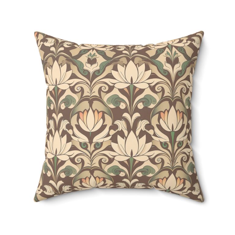 Art Nouveau Lotus Pillow – Elegance in Every Curving Bloom for Cozy Living Spaces