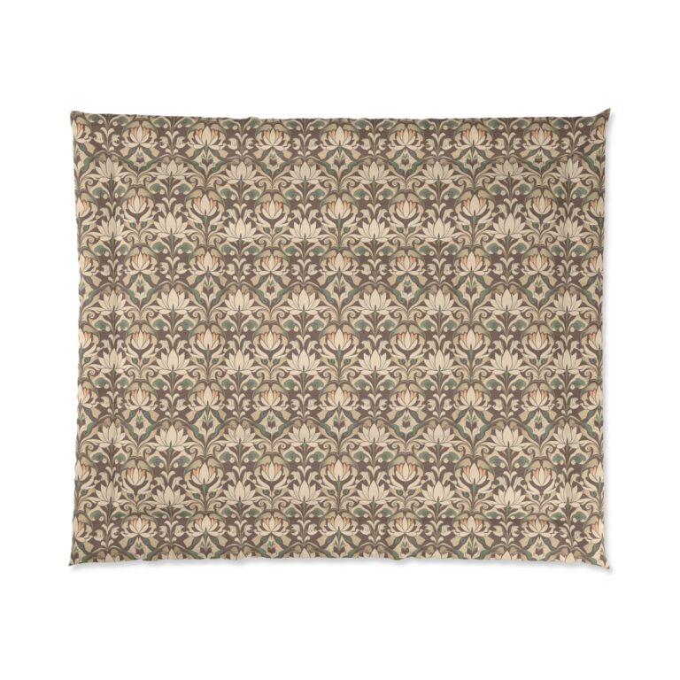Dream in Art Nouveau Elegance with Lotus Garden Comforter