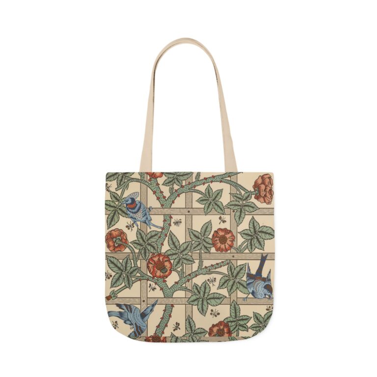Carry the Charm of Victorian Gardens with William Morris ‘Trellis’ Elegance Floral Canvas Tote Bag