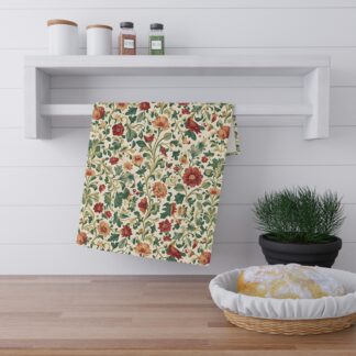 Floral Vintage-Inspired Cotton Kitchen Tea Towel - Everyday Drying Becomes Poetry with Vintage Floral Beauty