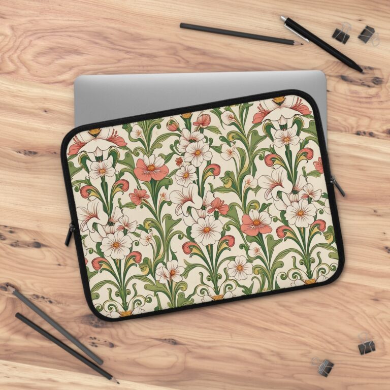 Vintage Floral Laptop Sleeve – Stylish Protection for Your Device Guarded By Whispers Of Vintage Florals