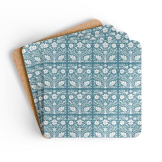 Vintage Floral Tile Cork Coaster Set (4-Pack) — A Sanctuary for Your Daily Rituals