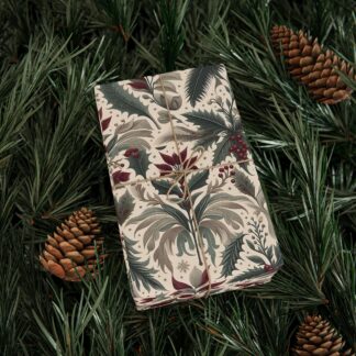 Floral Vintage Holiday Wrapping Paper – Botanical Holly & Leaf Gift Wrap Echoes Timeless Victorian Holiday Florals