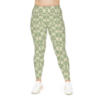 Plus Size Leggings in Vintage Green — Where Comfort Meets The Soft Echo of Old Gardens