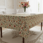 vintage floral velveteen throw – midnight teal & terracotta william morris style tapestry