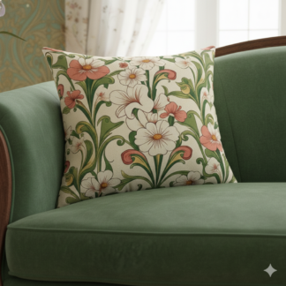 Vintage Floral Throw Pillow — Retro Botanical Suede Accent Pillow Softens Spaces With Timeless Floral Romance