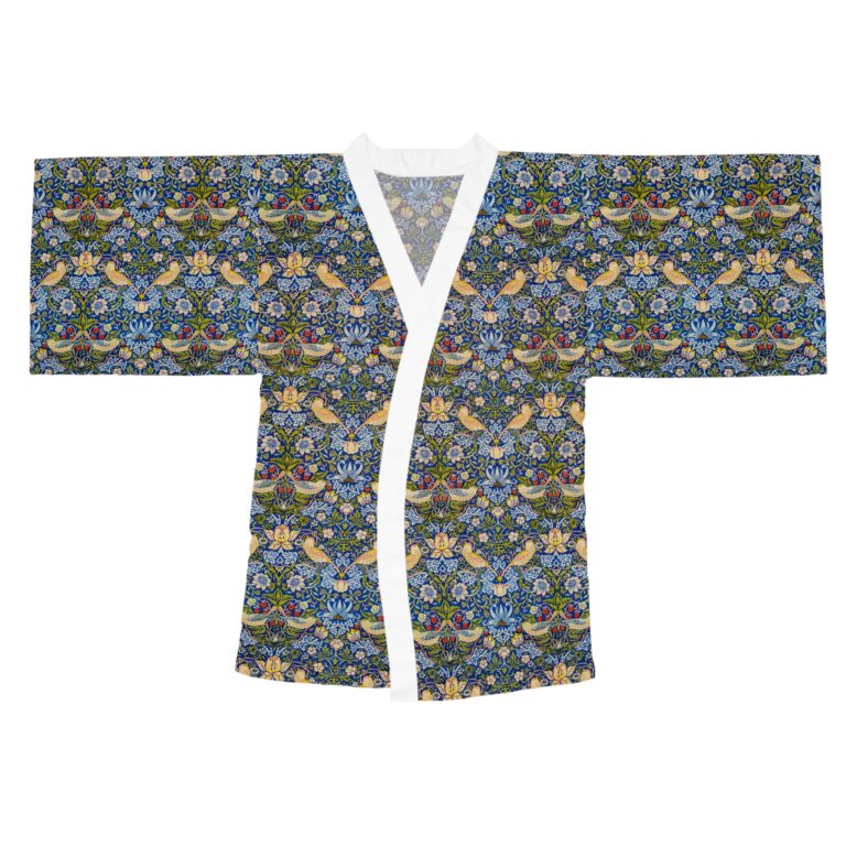 Victorian Garden Reverie William Morris Kimono Robe ‘Strawberry Thief’