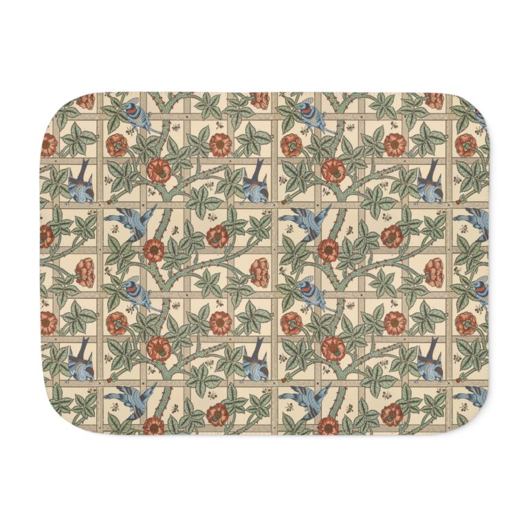 Wrap Yourself in Timeless Beauty with the William Morris ‘Trellis’ Two-Tone Sherpa Blanket