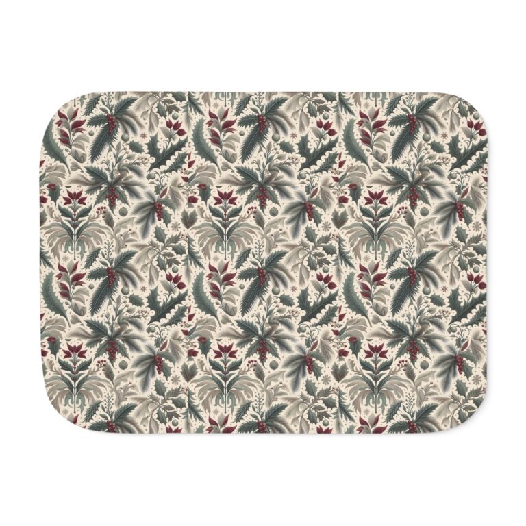 Victorian Evergreen Botanicals Sherpa Blanket Holiday Comfort — Reversible Two-Color Cozy Throw