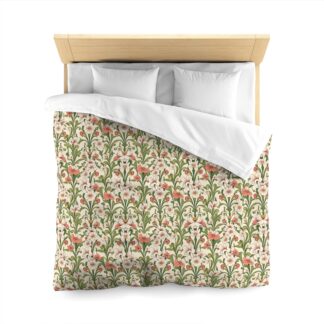 Floral Microfiber Duvet Cover  - Blossoms With Eternal Garden Dreams, Cozy & Stylish Bedding for a Serene Bedroom