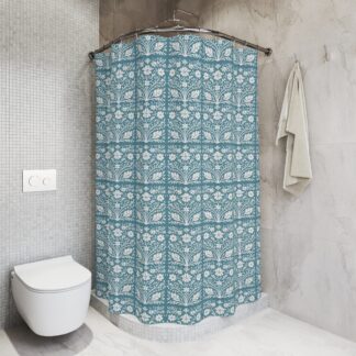 Vintage-Inspired Botanical Tile Shower Curtain — Drape Your Bath in Artistic History