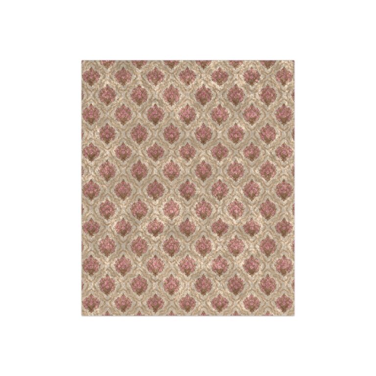 Crushed Velvet Blanket — Vintage Rose Damask Throw, Victorian Luxury