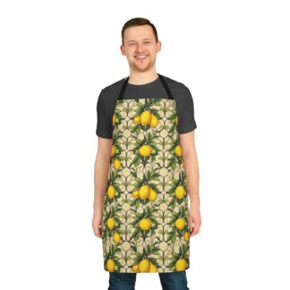 Lemon Grove Pattern Apron – Vibrant Citrus Kitchen Apron with Green Leaves
