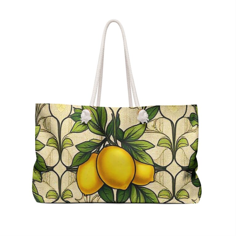 Art Nouveau Citrus: Lemon Pattern Weekender Bag β Vintage Citrus Travel Tote