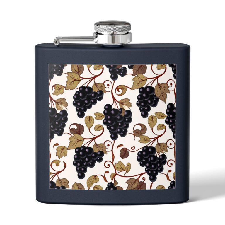 Art Nouveau Vine: Grapevine Pattern Stainless Steel Flask β 6oz Vintage Vineyard Hip Flask