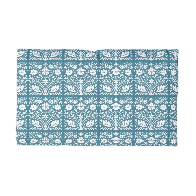 Teal Floral Tile Pillow Case — Where Sleep Meets Museum-Worthy Art, Microfiber Pillow Case