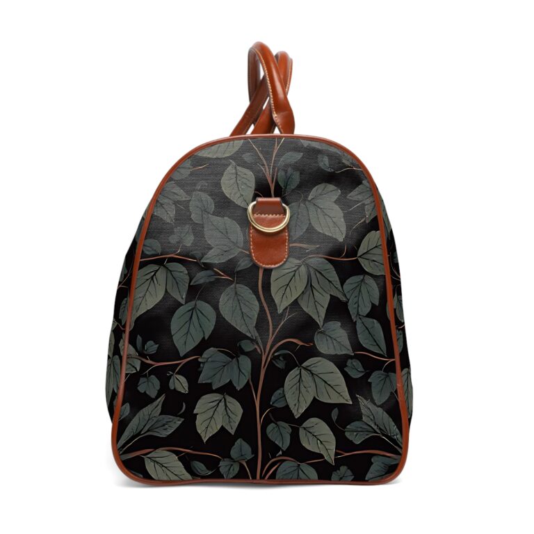 Leaf Vine Waterproof Travel Bag β Dark Botanical Weekender Duffel
