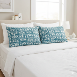 Teal Floral Tile Pillow Case — Where Sleep Meets Museum-Worthy Art, Microfiber Pillow Case