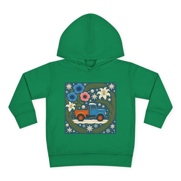 Toddler Hoodie — Retro Floral Truck Kids Pullover