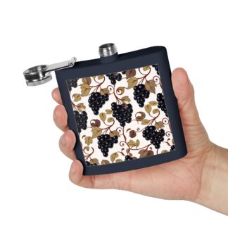Art Nouveau Vine: Grapevine Pattern Stainless Steel Flask — 6oz Vintage Vineyard Hip Flask