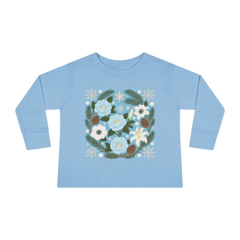 Toddler Long Sleeve Tee – Winter Blooms Woven into a Toddler Tee of Warmth