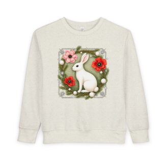 Toddler Sweatshirt — Woodland Bunny Floral Crewneck (Art Nouveau Christmas Gift)