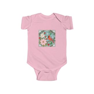 Baby Bodysuit — Floral Cardinal Holiday Onesie Victorian Song: Nature's Art for the Sweetest Season