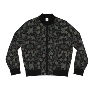 Elegant Rebellion — Black Botanical Victorian Women’s Bomber Jacket, Dark Botanical