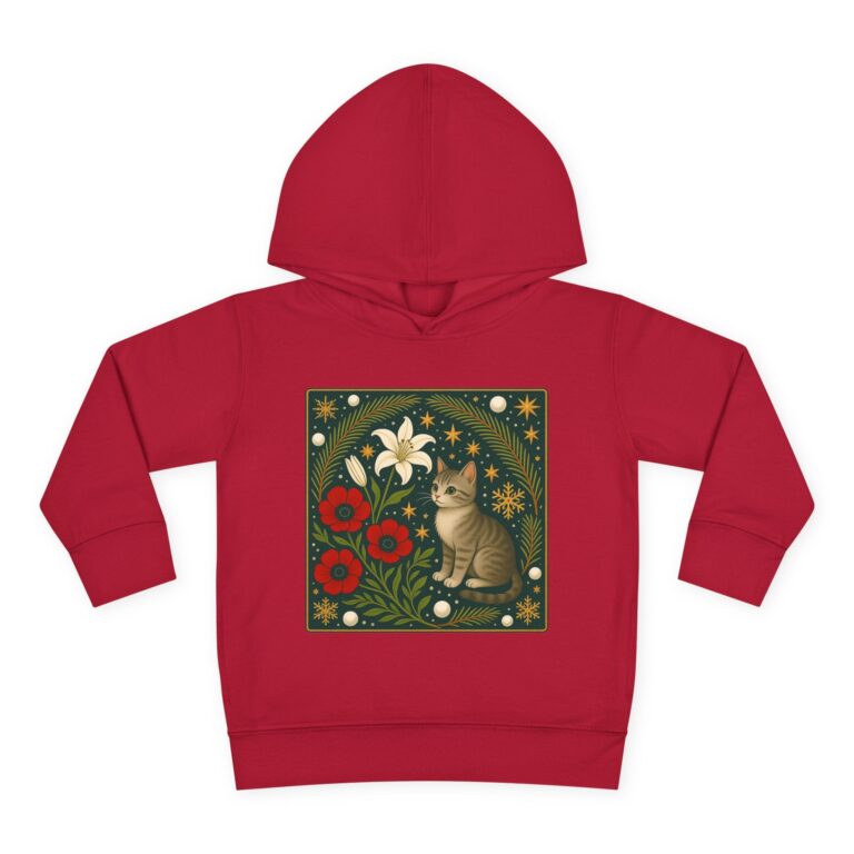 Toddler Hoodie with Vintage Floral Cat Print β Cute Cozy Pullover for Kids