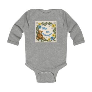 My 1st Christmas Baby Bodysuit – Teddy Bear Holiday Infant Long Sleeve Onesie