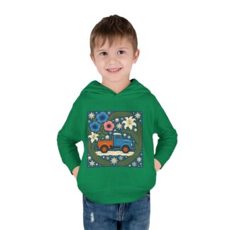 Toddler Hoodie — Retro Floral Truck Kids Pullover