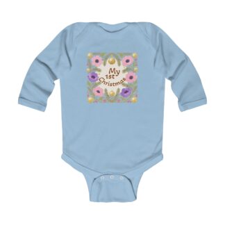 My 1st Christmas Infant Bodysuit — Floral Baby First Christmas Long Sleeve