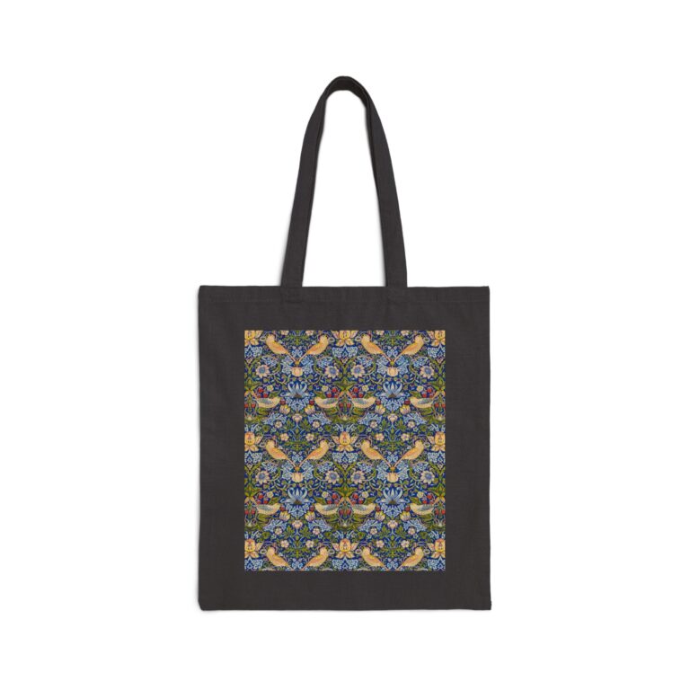 Charming Garden Escape William Morris Canvas Tote Bag ‘Strawberry Thief’ β Vintage Floral Fairy Tale Pattern