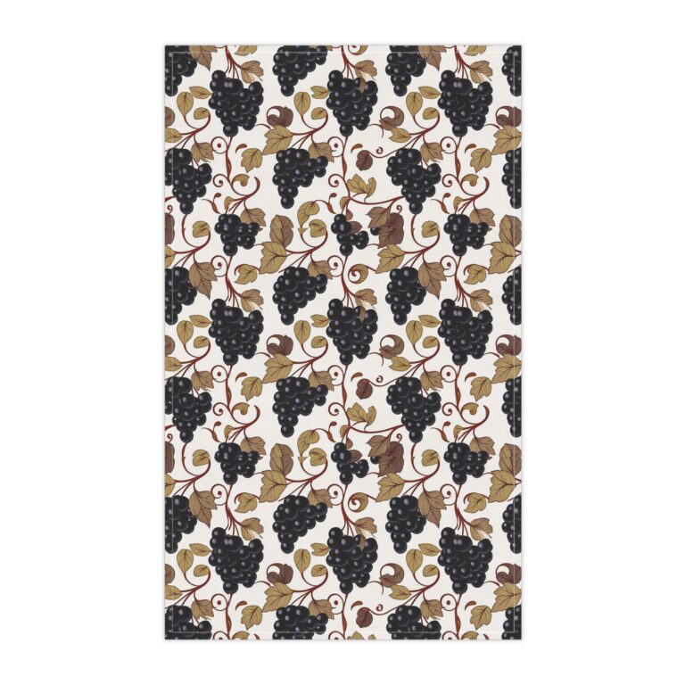Black Grape Kitchen Tea Towel — Art Nouveau Vine: A Drape of Harvest Kitchen Beauty